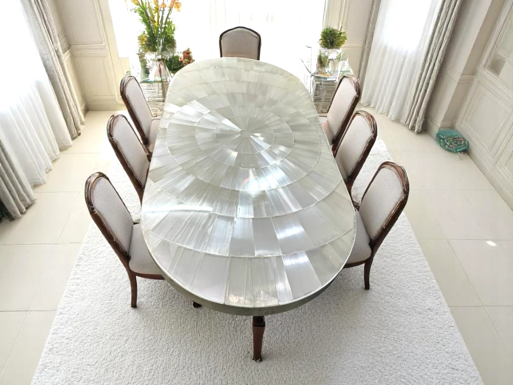 Elevate Your Home with Exquisite Selenite Table Tops - Order Now